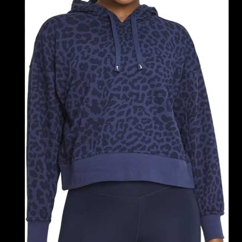 Nike Dri-FIT Sweatshirt Get Fit Pullover Hoodie Womens Size M Blue Animal Print